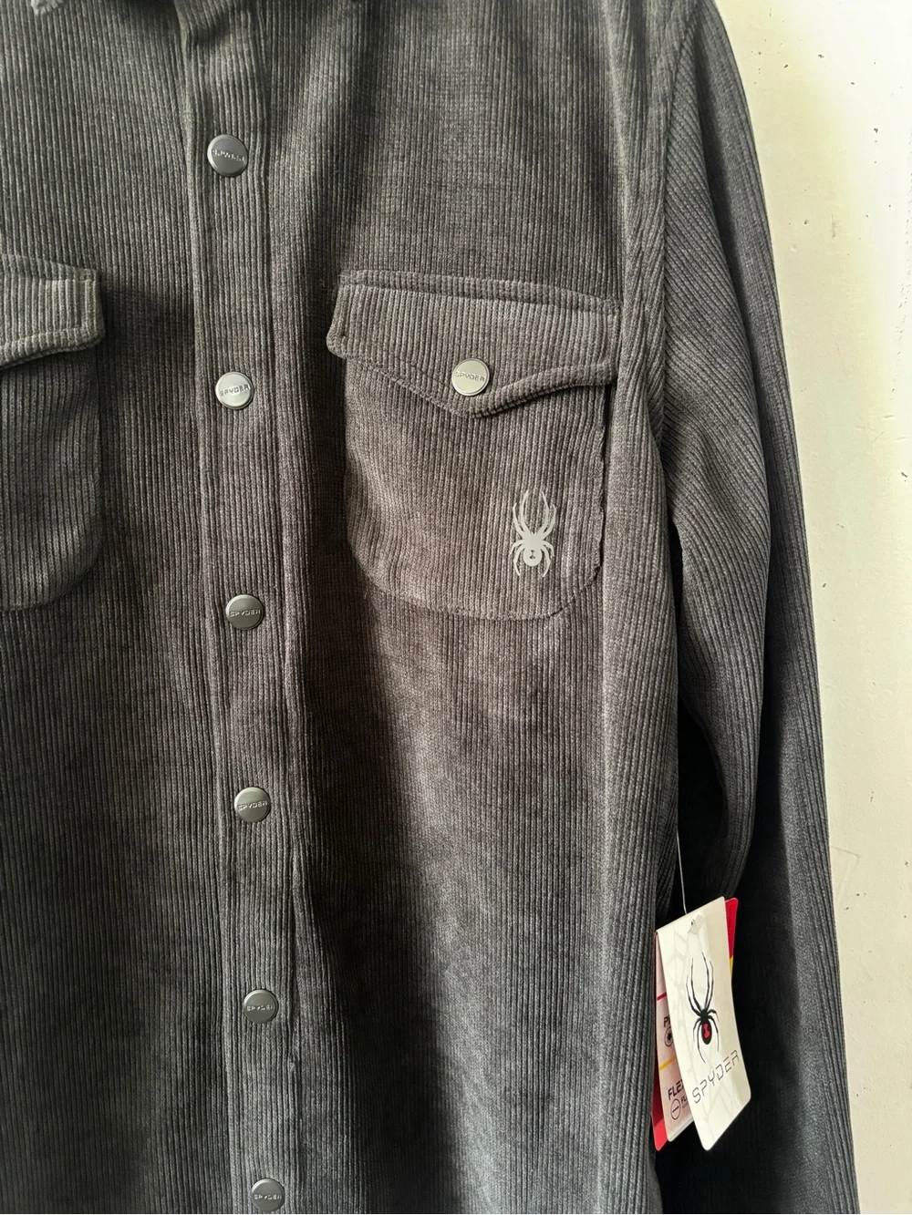 Spyder Men's Dark Black Corduroy Shirt Jacket